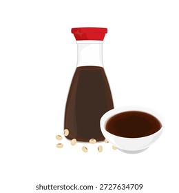 Ilustración vectorial logo Clip arte Shoyu salsa de soja en una botella