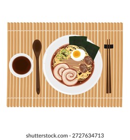 Logotipo de Ilustración vectorial Arte de Clip Vista superior Homemade Shoyu Ramen Noodles