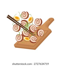 Logotipo de Ilustración vectorial Arte de Clip Levitación Pollo Chashu Japonés Estofado Muslo de Pollo