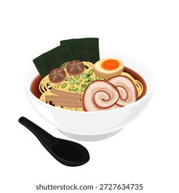 Vector Illustration logo Clip art Chicken Shoyu Ramen Noodles 