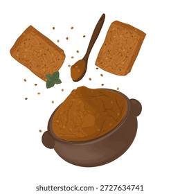 Logotipo de ilustração vetorial Clip art Levitação Doenjang Colar com blocos de soja fermentada