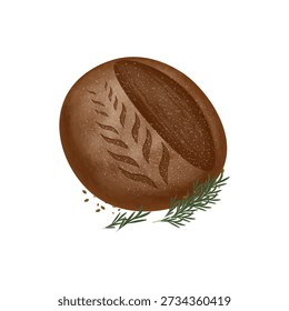 Vector Illustration logo Clip art Top view Freshly baked sourdough bread