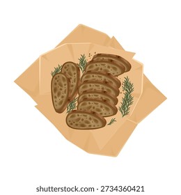 Vector Illustration logo Clip art Top View sourdough sliced bread 