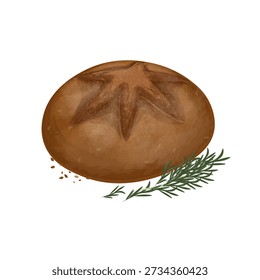 Vector Illustration logo Clip art Fresh Sourdough Bread Isolated
