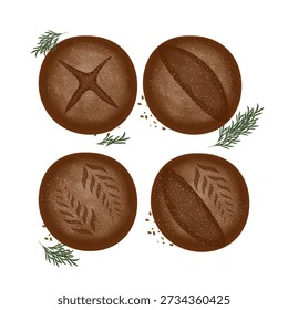 Vector Illustration logo Clip art Homemade Artisan Sourdough Bread 