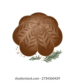 Vector Illustration logo Clip art Pumpkin Sourdough Bread Isolated