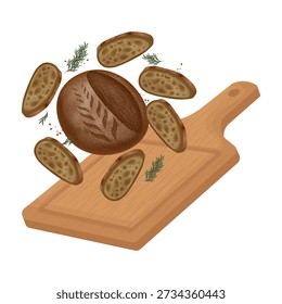 Vector Illustration logo Clip art Levitation Rustic Rye Sourdough Bread