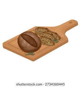 Vector Illustration logo Clip art Basic Bread or sourdough bread on a Wooden Board