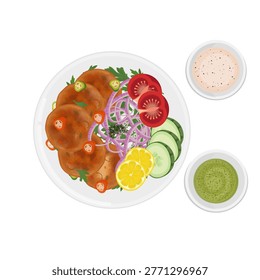 Vector Illustration Logo Clip art Top View Shami Kabab or Shami Kebab
