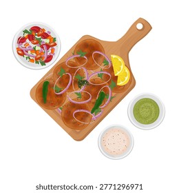 Vector Illustration Logo Clip art Top View Traditional Food Shami Kabab or Shami Kebab