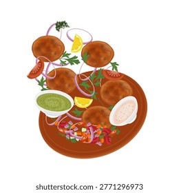Vector Illustration Logo Clip art Levitation Shami Kabab or Chicken Shami Kebab 