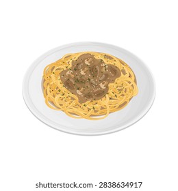 Vector Illustration Logo Clip art Creamy Mushroom Linguine 