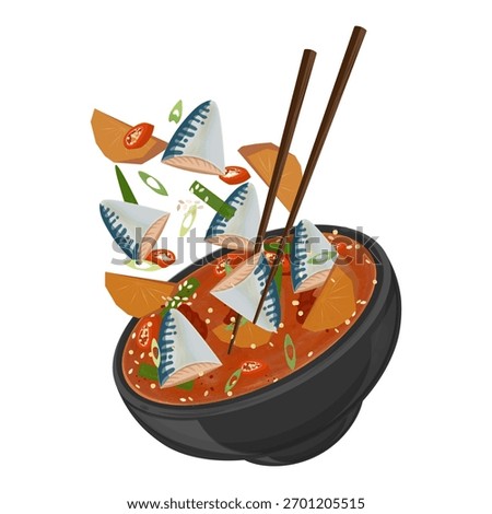 Vector Illustration Logo Clip art Levitation Korean Food Kkongchi jorim