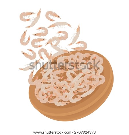 Vector Illustration Logo Clip art Levitation Saujeot or  Salted Marinated Small Shrimp 