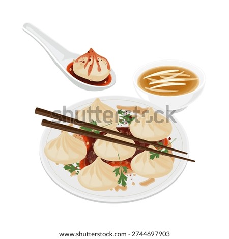 Vector Illustration logo Clip art Xiao Long Bao with Chili Oil