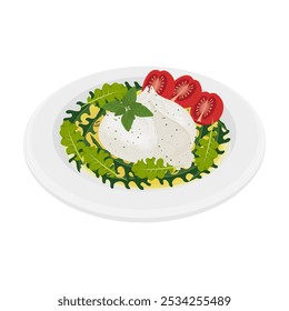 Logotipo de ilustração vetorial Clipart Burrata Queijo com salada de legumes