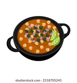 Ilustración vectorial Logo Clipart Chana masala channay o indio Curry Chickpea