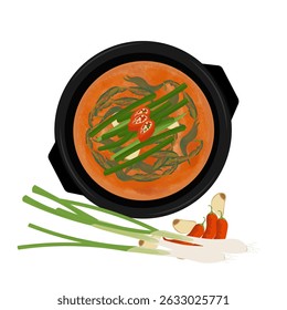 Vector Illustration logo Clipart Chueotang Korean Traditional Loach Soup or Chueotang