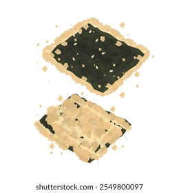Vector Illustration Logo Clipart Crunchy Nori tempura or tempura seaweed isolated