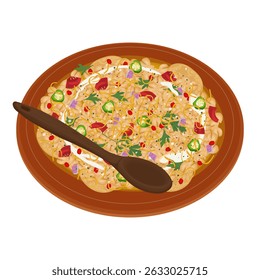 Vector Illustration logo Clipart Crunchy Papdi Chaat or Papri Chaat 