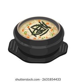 Vector Illustration logo Clipart Dakjuk Korean Chicken Rice Porridge on a Ttukbaegi