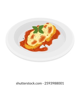 Vector Illustration Logo Clipart Delicious Chicken Parmigiana or Chicken Parmesan