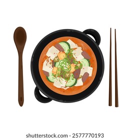 Vector Illustration Logo Clipart Doenjang Jjigae Korean Fermented Soybean Soup