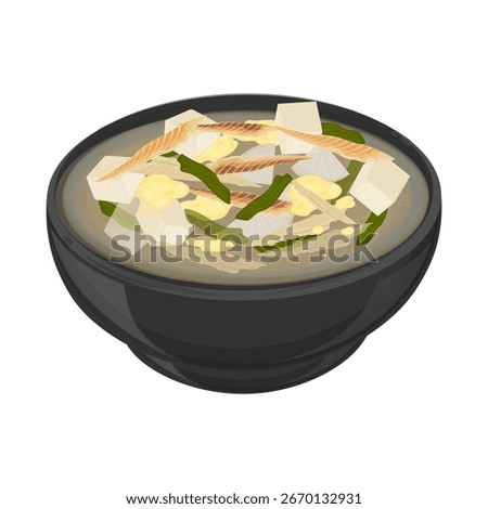 Vector Illustration Logo Clipart Dried pollock soup Bugeoguk on a Bowl