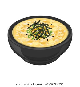 Vector Illustration logo Clipart Easy Okayu with Egg or Japanese Rice Porridge