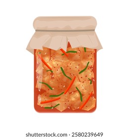 Vector Illustration Logo Clipart Fermentation Radish Kimchi Ggakdugi Kkakdugi on a Jar 