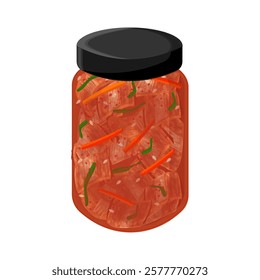 Vector Illustration Logo Clipart Fermented Kimchi in a Glass Jar