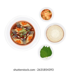 Logotipo da ilustração vetorial Clipart Ganjang Gejang with Rice and Kimchi 