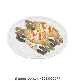 Logotipo de ilustração vetorial Clipart Ganjang Gejang with Rice