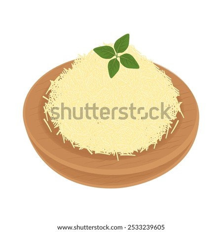 Vector Illustration Logo Clipart Grated Parmesan Cheese on a Wooden Bowl