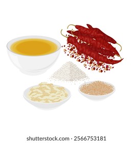 Vector Illustration Logo Clipart ingredients seasoning chili oil 