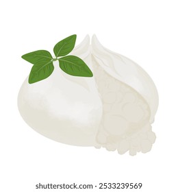 Clipart de logotipo de ilustração de vetor italiano Burrata Queijo isolado