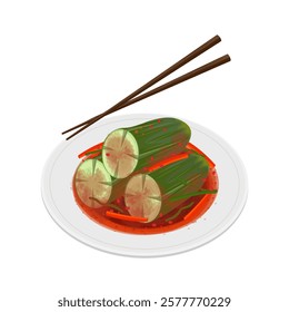 Vector Illustration Logo Clipart Korean Cucumber Pickled Cucumber kimchi or Oi Sobagi