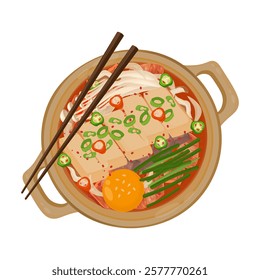 Vector Illustration Logo Clipart Korean Kimchi Jjigae Kimchi Stew	