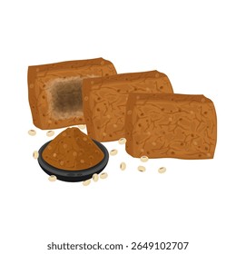Clipart de logotipo de ilustração de vetor Doenjang coreano fermentado pasta de soja ou Meju