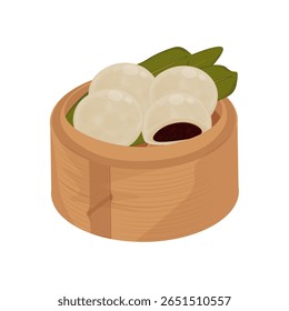 Vector Illustration Logo Clipart Korean Street Food Hoppang or Jjinppang Steamed Bun with Red Bean Paste