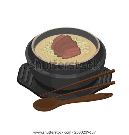 Vector Illustration Logo Clipart Korean Beef Rice Soup Kongnamul Gukbap or Korean Rice Soup