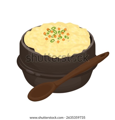 Vector Illustration logo Clipart Korean Steamed Egg Custard Gyeranjjim