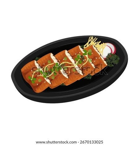 Vector Illustration logo Clipart Korean Food Yangnyeom Jangeo Gui Food for Stamina 