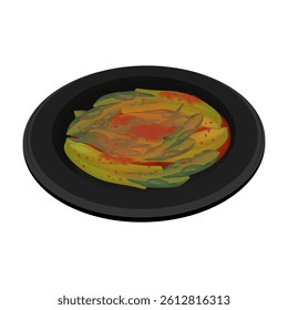 Vector Illustration Logo Clipart Leaf Mustard Kimchi or Gat Kimchi Korean Side Dish