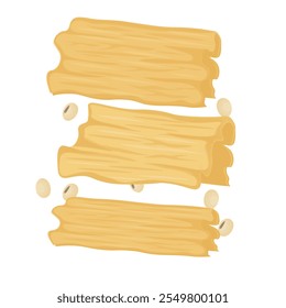 Vector Illustration Logo Clipart Levitation Dry tofu skin or Yuba bean curd skin with soya bean 