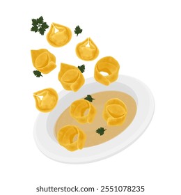 Vector Illustration Logo Clipart Levitation Tortellini Soup