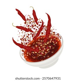 Vector Illustration Logo Clipart levitation chili oil seasoning