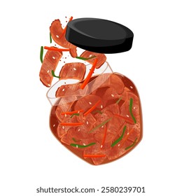 Vector Illustration Logo Clipart Levitation Kimchi on a jar Isolated 