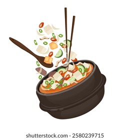 Vector Illustration Logo Clipart Levitation Doenjang Jjigae Korean Bean Paste Stew