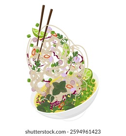 Vector Illustration Logo Clipart Levitation Num Banh Chok Nom Banh Chok or Khmer noodles